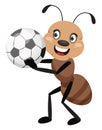 Ant holding football ball, illustrator, vector