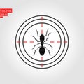 Ant icon black color in circle. Abstract Black Ant Design. Vector illustration of a black silhouette ant. Isolated white backgroun Royalty Free Stock Photo