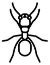 Ant icon. Linear insect symbol. Entomology logo