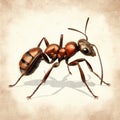 Vintage-style Illustration Of Ant On White Background