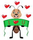 Ant in love, illustrator, vector Royalty Free Stock Photo