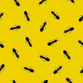 Ant monochromic pattern vector illustration. Black ants on yellow background Royalty Free Stock Photo