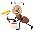Ant with paint brush, illustrator, vector Royalty Free Stock Photo