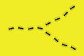Ant Path on Yellow Background Royalty Free Stock Photo