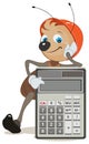 Ant superintendent shows on calculator Royalty Free Stock Photo