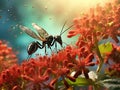 Ai Generated illustration Wildlife Concept of Ant Tending Aphids