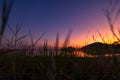 Ant view at resorvoir in light of twilight