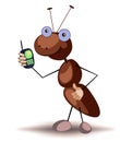 Ant wiht cell phone