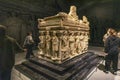 Antakya, Hatay Region, Turkey - 26.11.2021: Ancient Sarcophagus exhibited in the Antakya Archaeology Museum