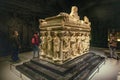 Antakya, Hatay Region, Turkey - 26.11.2021: Ancient Sarcophagus exhibited in the Antakya Archaeology Museum