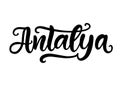 Antalya city hand written brush lettering, isolated on white background