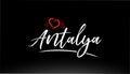 antalya city hand written text with red heart logo