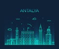 Antalya skyline vector illustration linear style