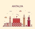 Antalya skyline vector illustration linear style