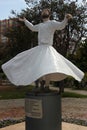 Antalya, Turkey - April 29, 2022: Monument to Jalal ad-Din Rumi, a 13th-century Persian poet and Sufi mystic in Mevlana Park