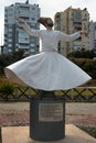 Antalya, Turkey - April 29, 2022: Monument to Jalal ad-Din Rumi, a 13th-century Persian poet and Sufi mystic in Mevlana Park