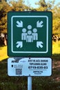 Antalya, Turkey - April 13, 2022: Sign of emergency assembly meeting point, installed by Disaster and Emergency Management