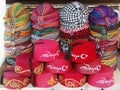 Antalya, Turkey, April 24, 2022. Traditional Oriental Turkish headdress, red turban hat