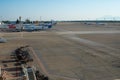 ANTALYA Turkey - August 30 2020: Aitcrafts in Antalya Airport AYT Various planes parked on apron