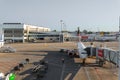 ANTALYA Turkey - August 30 2020: Aitcrafts in Antalya Airport AYT Various planes parked on apron