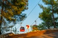 ANTALYA, TURKEY: Cable lift to Mount Tunektepe on a sunny summer day.