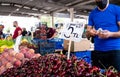 Cherries and other fresh fruits / vegetables are sold in a local market in Antalya