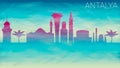 Antalya Turkey City Silhouette Vector Skyline. Broken Glass Abstract Geometric Dynamic Textured. Banner Background. Colorful Shape