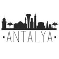 Antalya Turkey. City Skyline. Silhouette City. Design Vector. Famous Monuments.