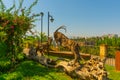 ANTALYA, TURKEY: Creative sculptures goats created from branches and wooden parts in Karaalioglu Park in Antalya