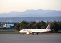 Airbus of Turkish Onur Airlines landed in Antalya international airport in the evening