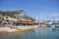 Antalya, Turkey, January 26, 2021. Recreational sea boats under repair on the shore