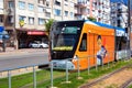 Antalya, Turkey - July 1, 2022: Hyundai Rotem tram at Dokuma station. Antray light tram is a popular mode of transportation in Royalty Free Stock Photo