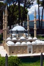 Antalya, Turkey - July 1, 2022: Model of Edirne Selimiye Mosque at Dokuma Park, a popular park with an open-air museum of