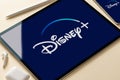 Antalya, TURKEY - June 12, 2022. Disney Plus app icon on iphone smartphone and ipad tablet screen