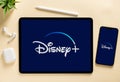 Antalya, TURKEY - June 12, 2022. Disney Plus app icon on iphone smartphone and ipad tablet screen