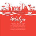 Antalya Turkey landmarks. Square card design Royalty Free Stock Photo