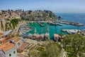 Turquoise water in boat bay or marina in Antalya.