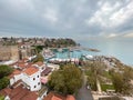 Antalya Turkey marina and old town kaleici view on cloudy day Royalty Free Stock Photo