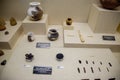 Exhibits of Antalya Museum of Antiquities, stone scrapers and knives and pottery