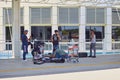 Antalya, Turkey: May 26, 2021: Group of traveling people at the airport at the territory of airport. Traveling during a