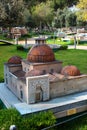 Antalya - Turkey - May 19, 2022: Model of Karatay Medrese in Konya at Dokuma Park, a popular park with an open-air museum of