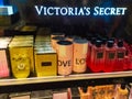 Antalya, Turkey - May 11, 2021: Shop display of different types of perfume by Victoria's Secret.