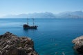 beautiful beach near the old town of Kaleici in Antalya in Turkey Royalty Free Stock Photo