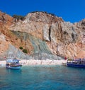 Antalya, Turkey - 15 Oktober 2020: People swimming at famous blue sea at Suluada