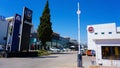 Antalya, Turkey - September 17, 2022: Fiat Automobiles company logo on a dealership building. Italian car manufacturer