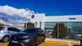 Antalya, Turkey - September 17, 2022: Fiat Automobiles company logo on a dealership building. Italian car manufacturer