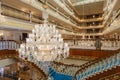 ANTALYA, TURKEY - SEPTEMBER 12, 2019: Main staircase in lobby of Titanic Mardan Palace luxury hotel, the most expensive European`