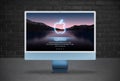 Antalya, Turkey - September 8, 2021: New M1 iMac with Apple event logo 2021 on the screen Royalty Free Stock Photo