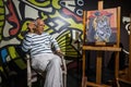 Antalya, Turkey - September 10, 2021: Pablo picasso a spanish painter sitting on a chair in a wax museum