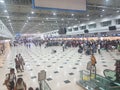 Antalya/Turkey - 18. september 2019: Photo taken inside the airport, people waitting in lines